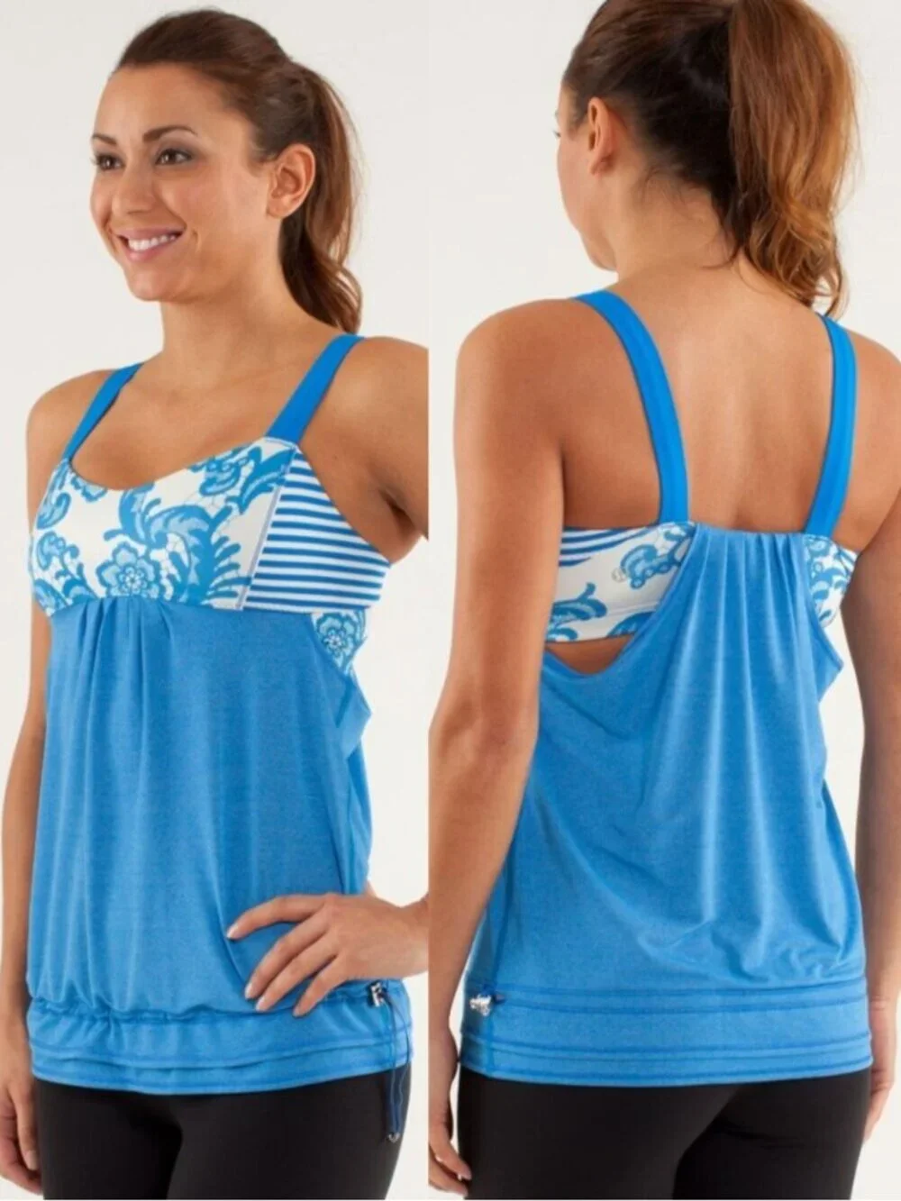 Lululemon Blue Laceoflage Silverescent Back On Track Tank